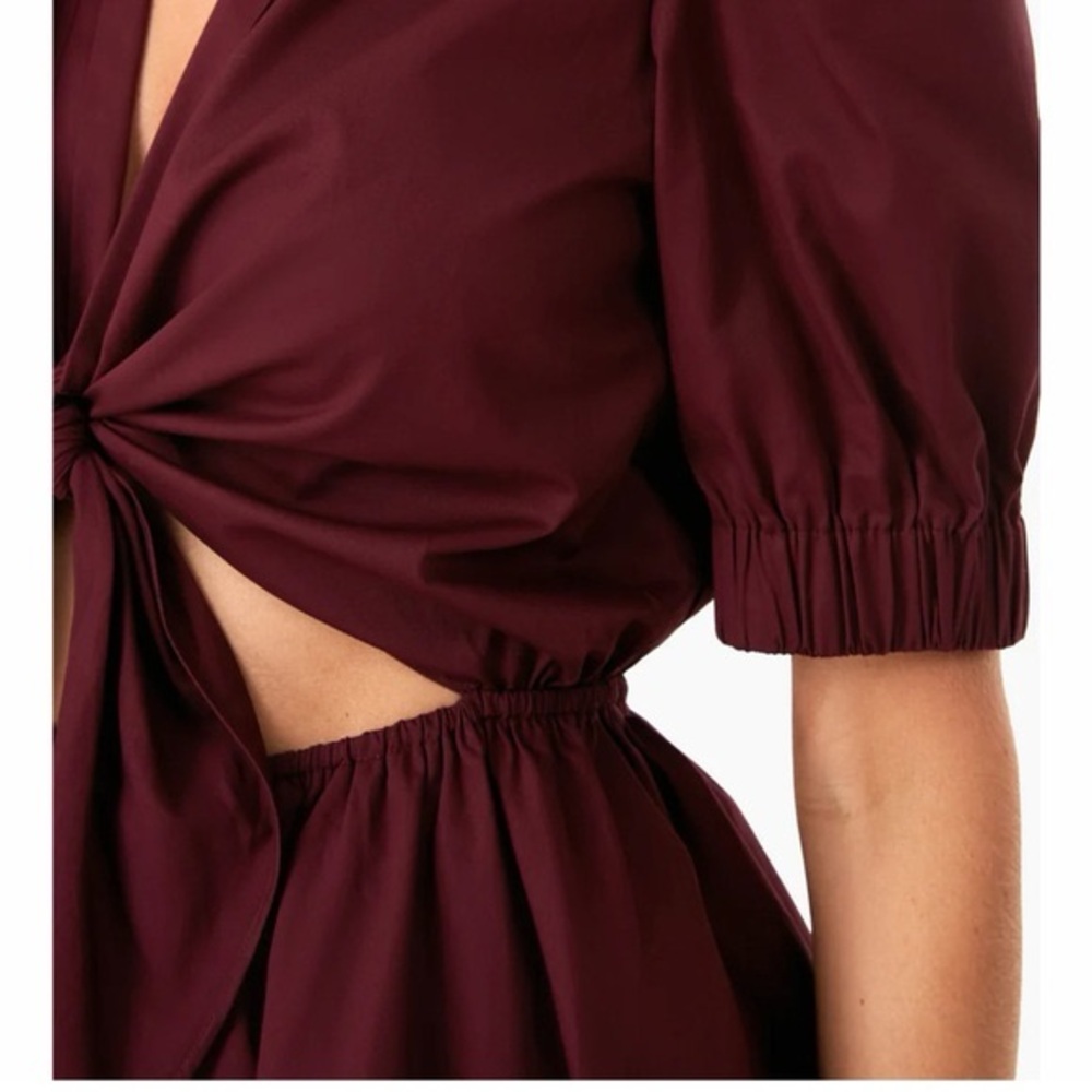 Hyacinth House Tuckernuck Piper Tie Front Peplum Top Burgundy Medium - Picture 10 of 13